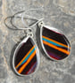 Cornish surfite earrings - dark red with orange - Image 3