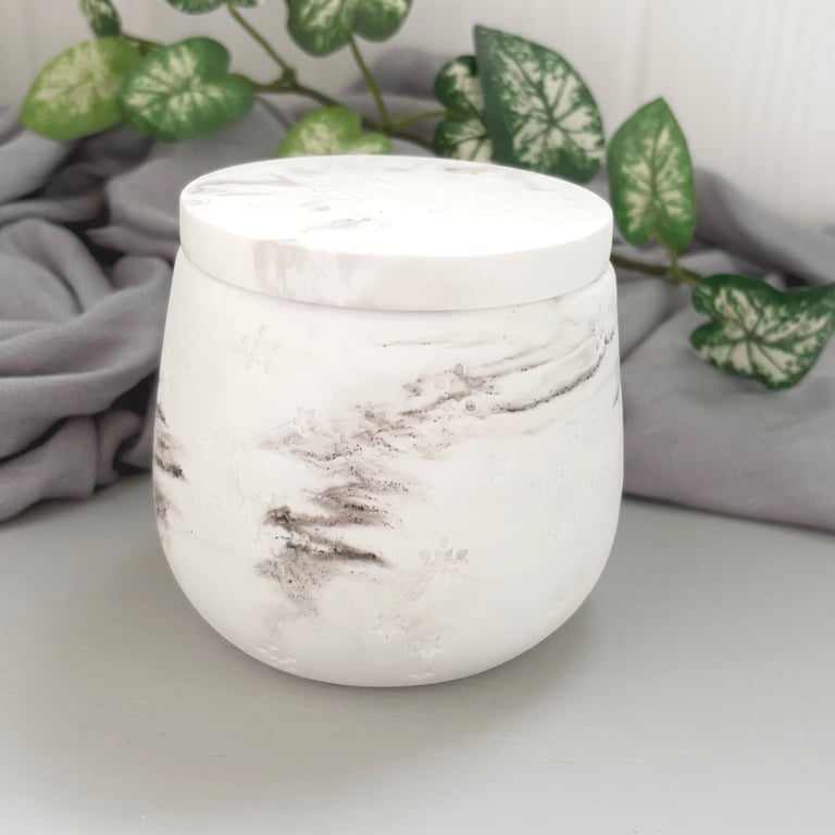 Brown and White Marble Celestial Trinket Jar Star Jewellery Pot 