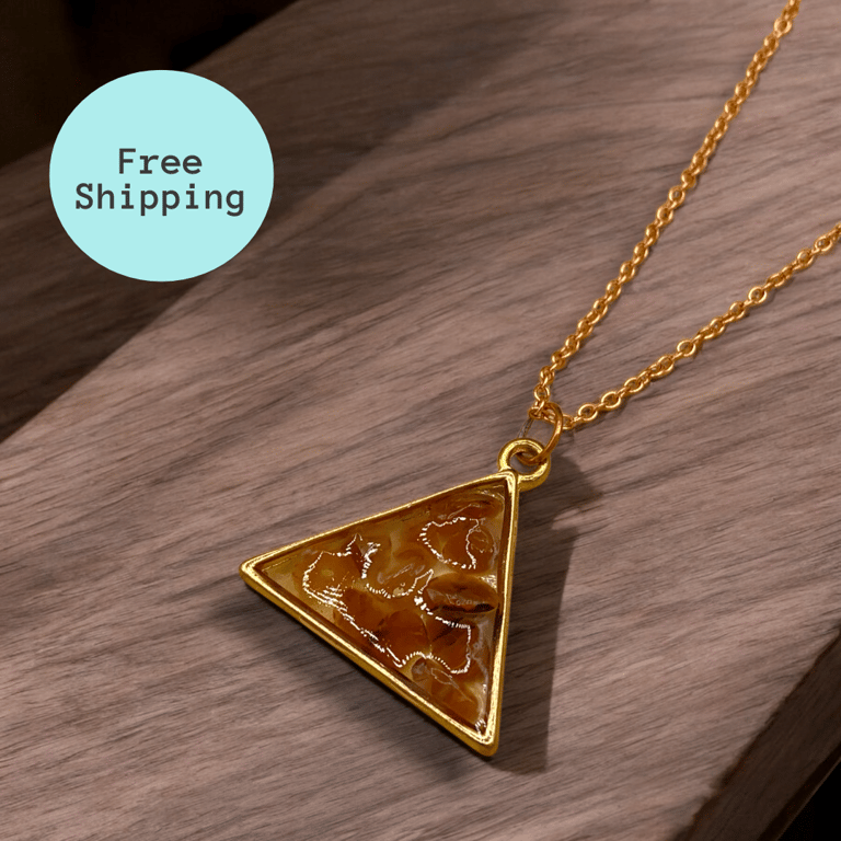 Carnelian Rose Gold plated Triangle Worry Stone Pendant Necklace - Free Postage