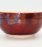 Stoneware Japanese inspired tea bowl, red with blue accents. - Image 2