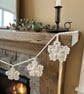 Handmade Crochet Snowflake Garland with Gold Accent 6ft