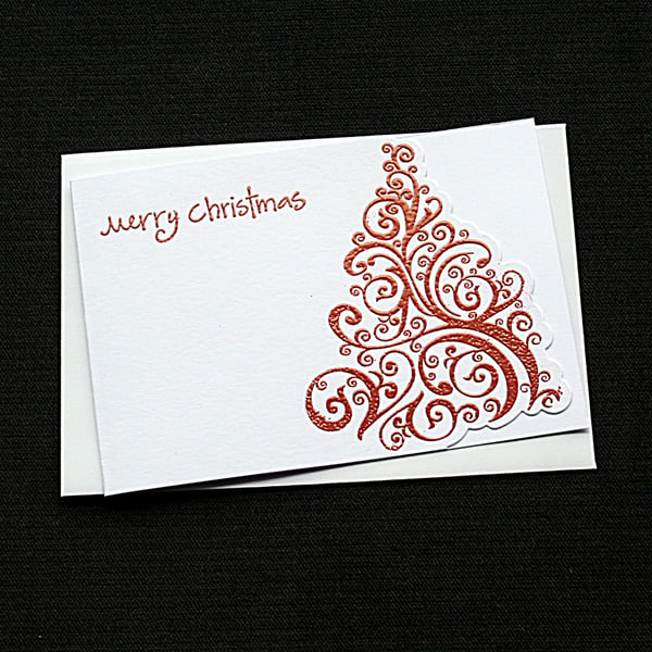 Merry Christmas Tree - Red - Handcrafted Christmas Card - dr18-0054