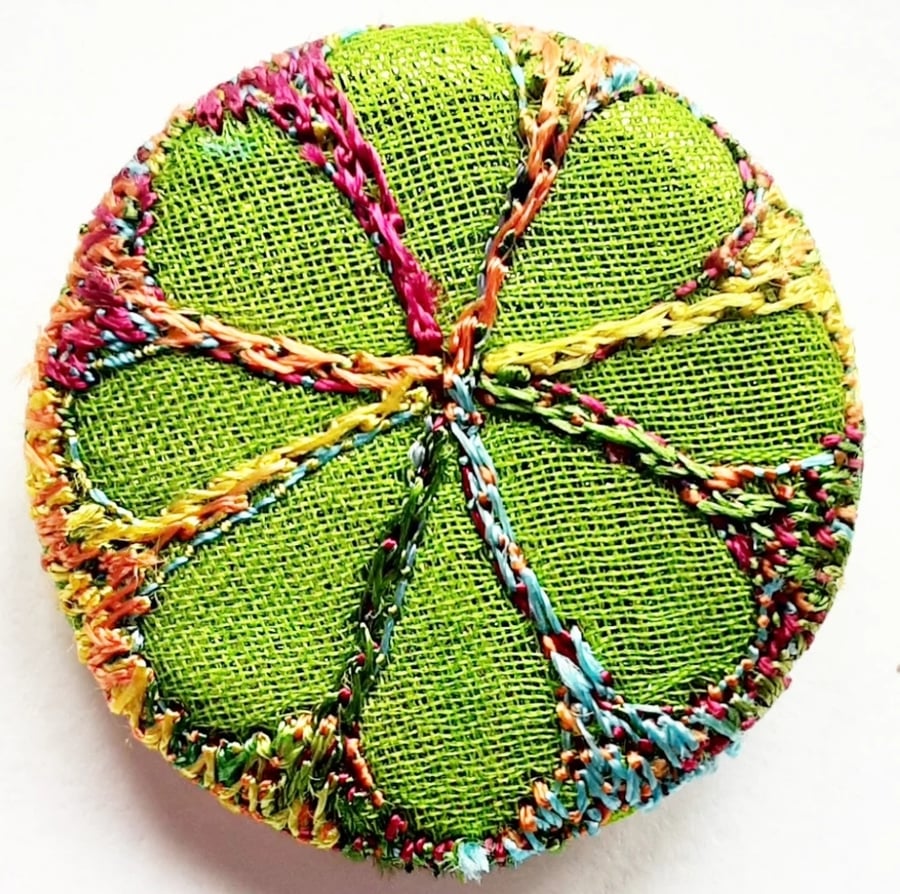 One Inch Badge Green Flower