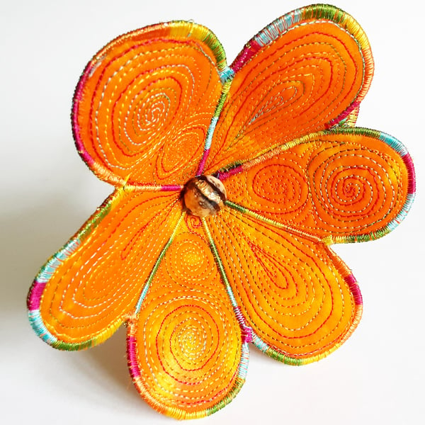 Orange Textile Art Flower
