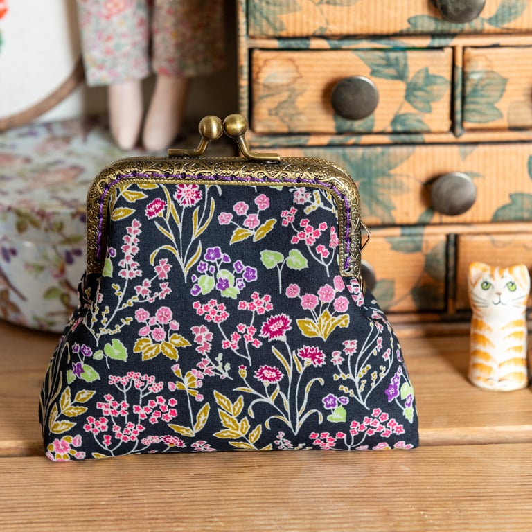Clasp purse made with Liberty lawn floral print: 'Tess and Rosa'