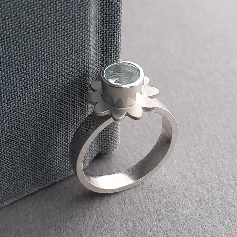 Silver and Aquamarine Ring