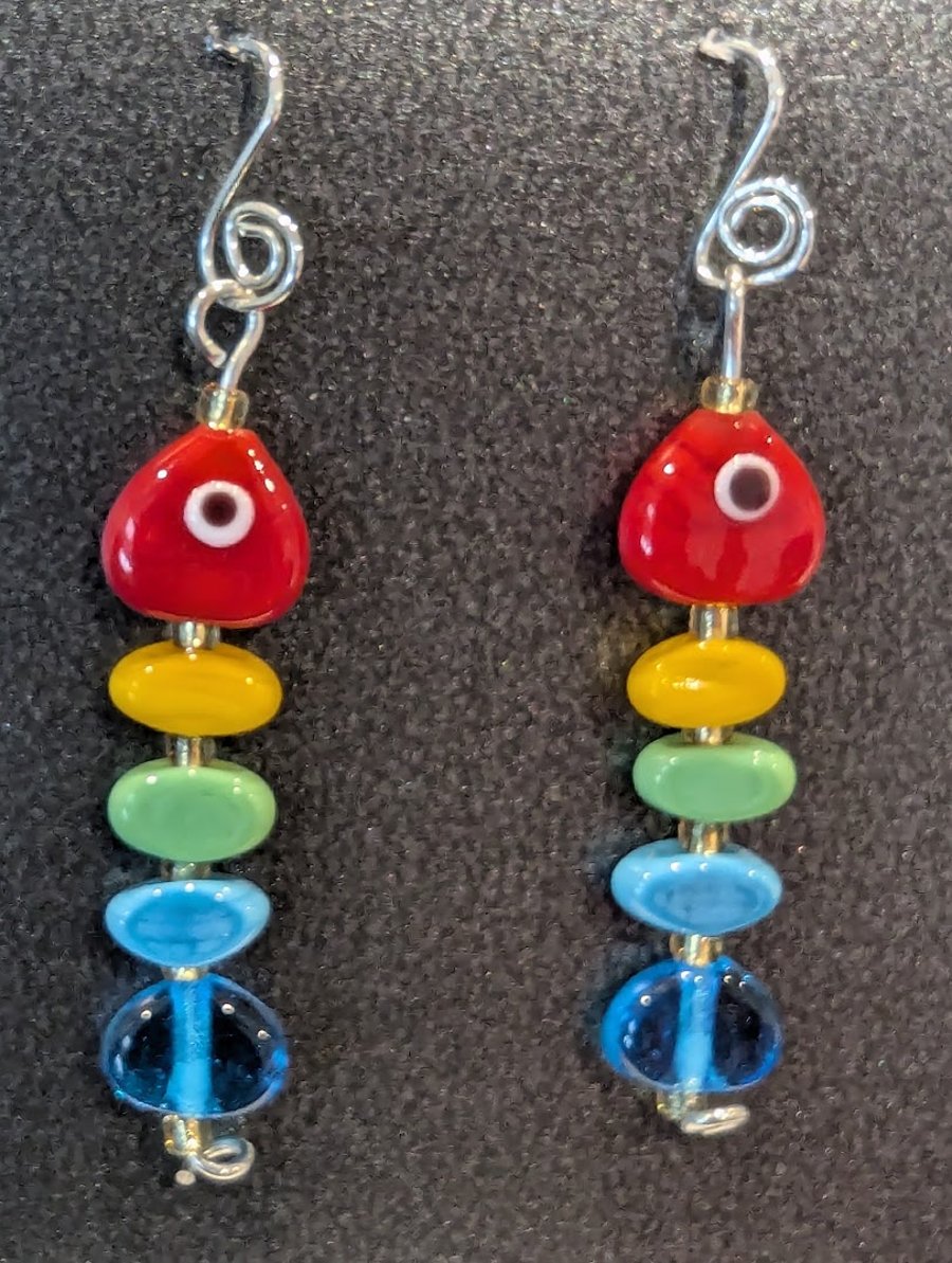 Wacky Fish Handmade Murano Glass Fish on Sterling Silver Earwires - Folksy