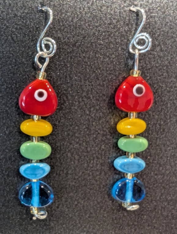 Wacky Fish Handmade Murano Glass Fish on Sterling Silver Earwires