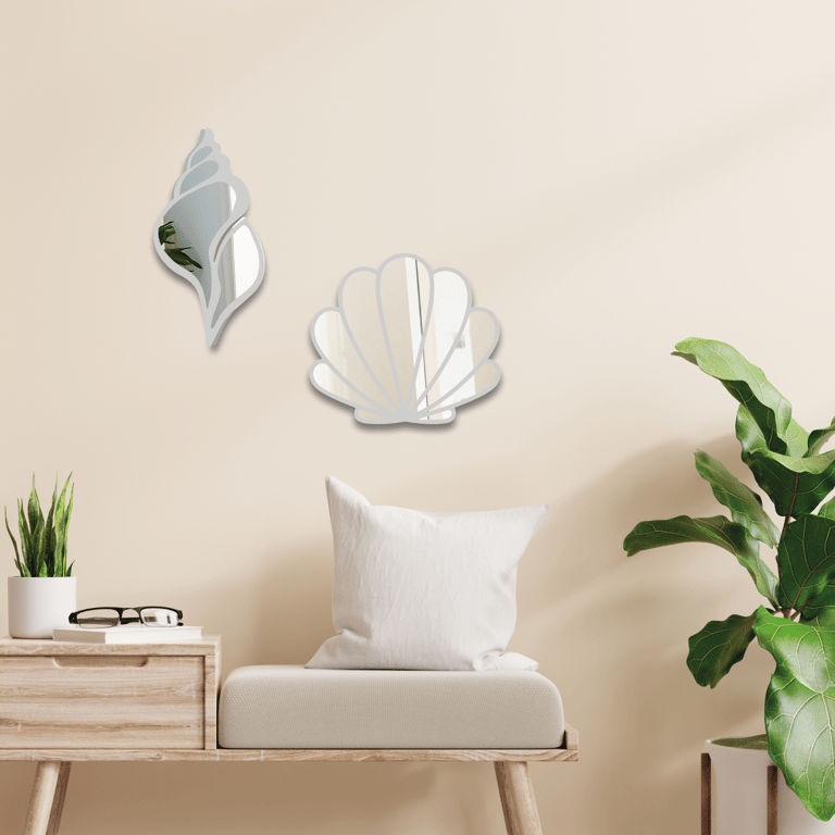 Seashell Bathroom Mirror Unique House Decor Small Wall Acrylic Mirror Seaside 
