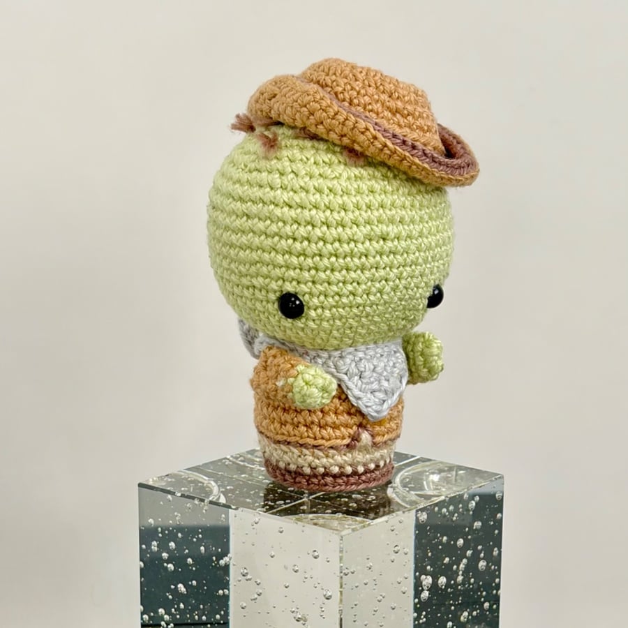 Hand crocheted Zombie Cowboy 