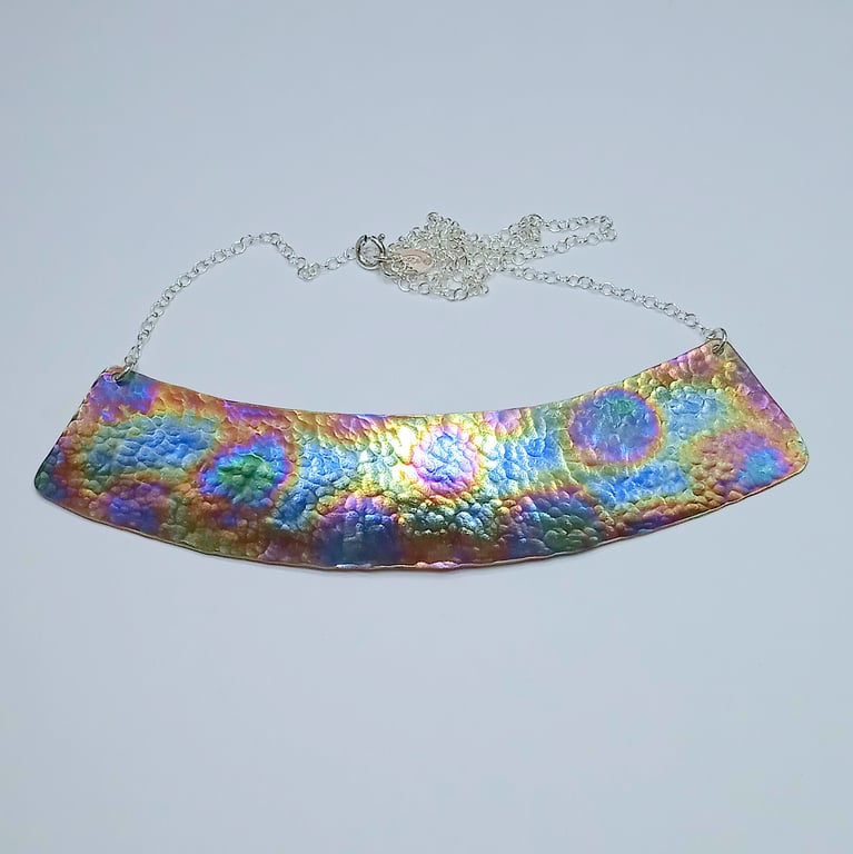 Coloured Titanium and Sterling Silver Necklace - UK Free Post