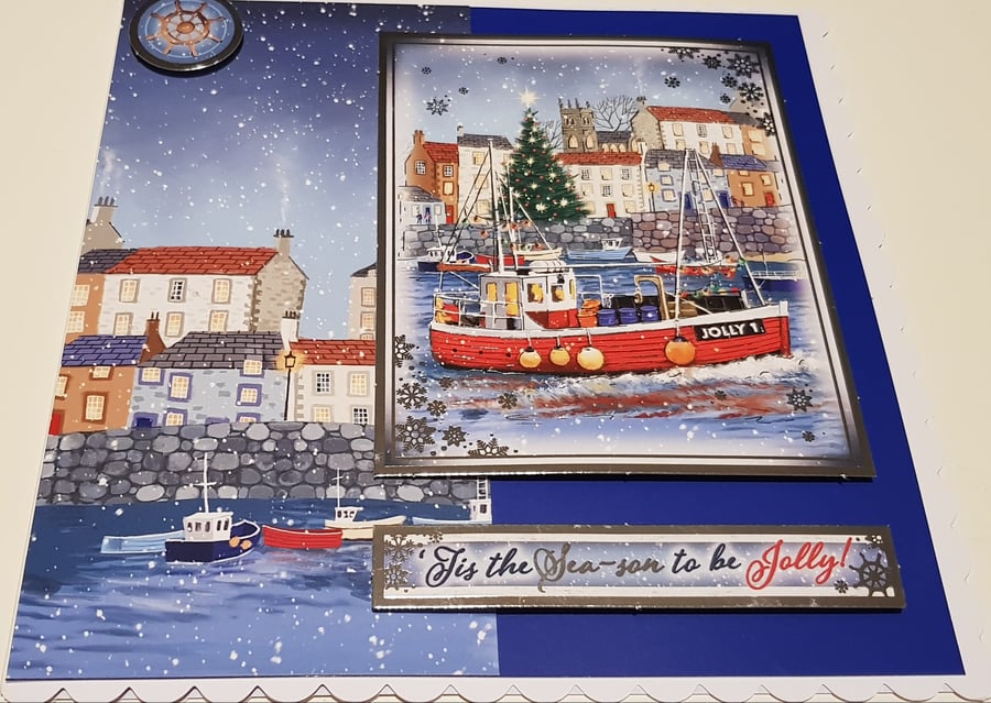 Christmas Coastal Boat Card