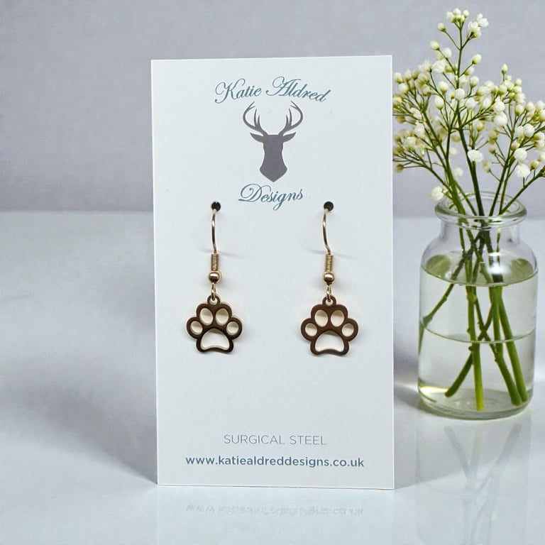 Charm Earrings - Gold Paw Print
