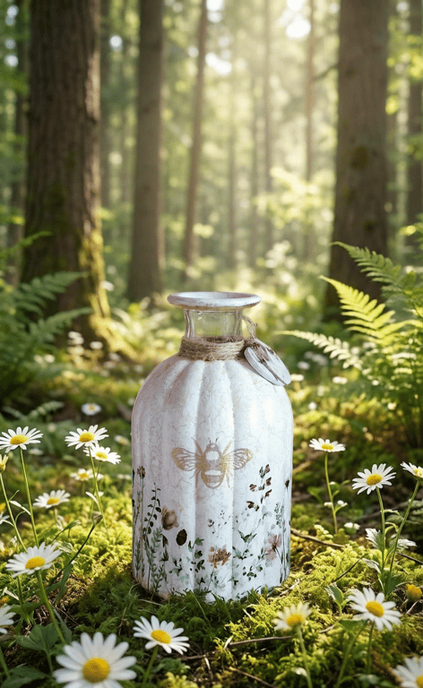 Floral Glass Vase Lamp Bee