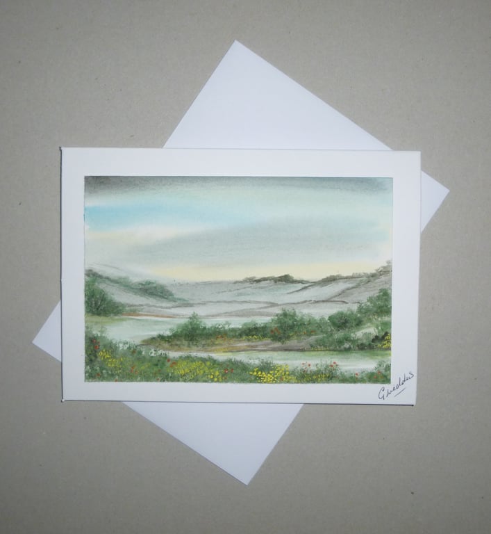hand painted original art landscape greetings card ( ref FA 349 A1 )