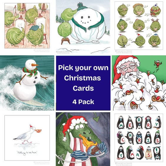 Pick Your Own Christmas Cards 4 Pack