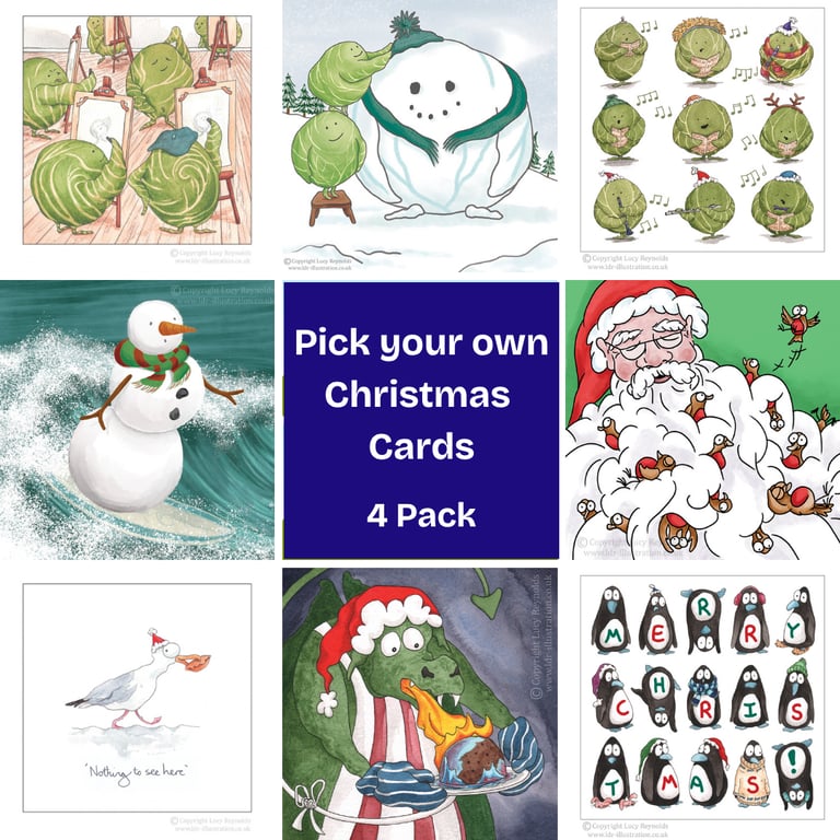 Pick Your Own Christmas Cards 4 Pack