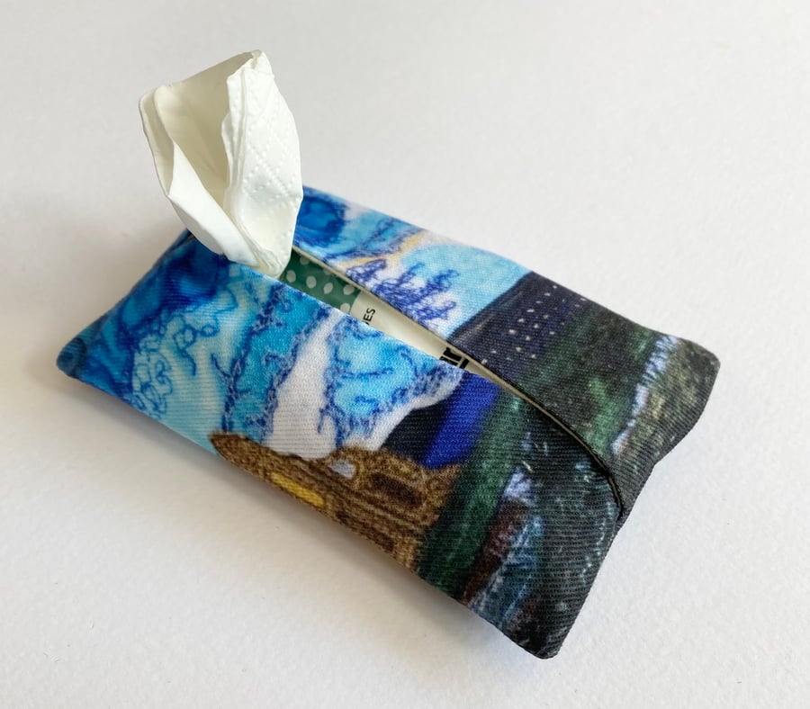 Whitby Abbey pocket or bag tissue pouch holder case. 