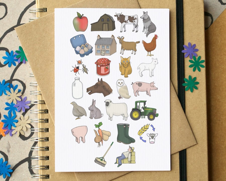Farm Alphabet Greetings Card