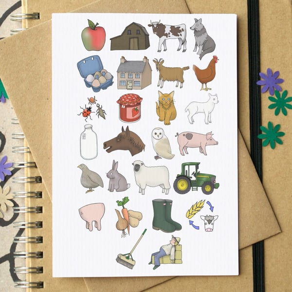 Farm Alphabet Greetings Card