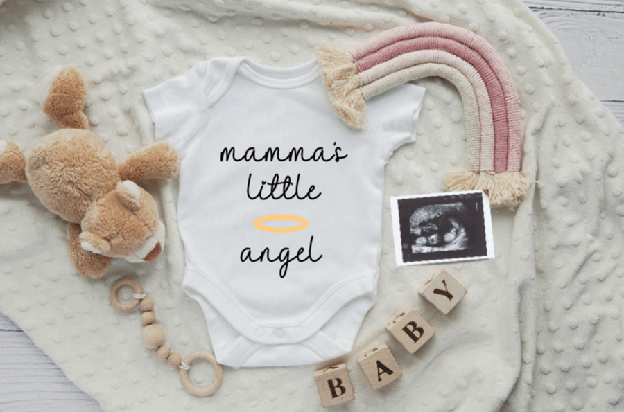 Mamma's Little Angel Bodysuit Cute Baby Vest Mummy to Be Gift Baby Shower Gift