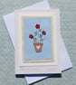 Hand-stitched applique red flowers in a pot with embroidered leaves  - Image 4