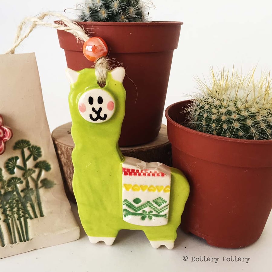 Pottery llama hanging decoration ceramic llama drama llama Alpaca pottery alpaca