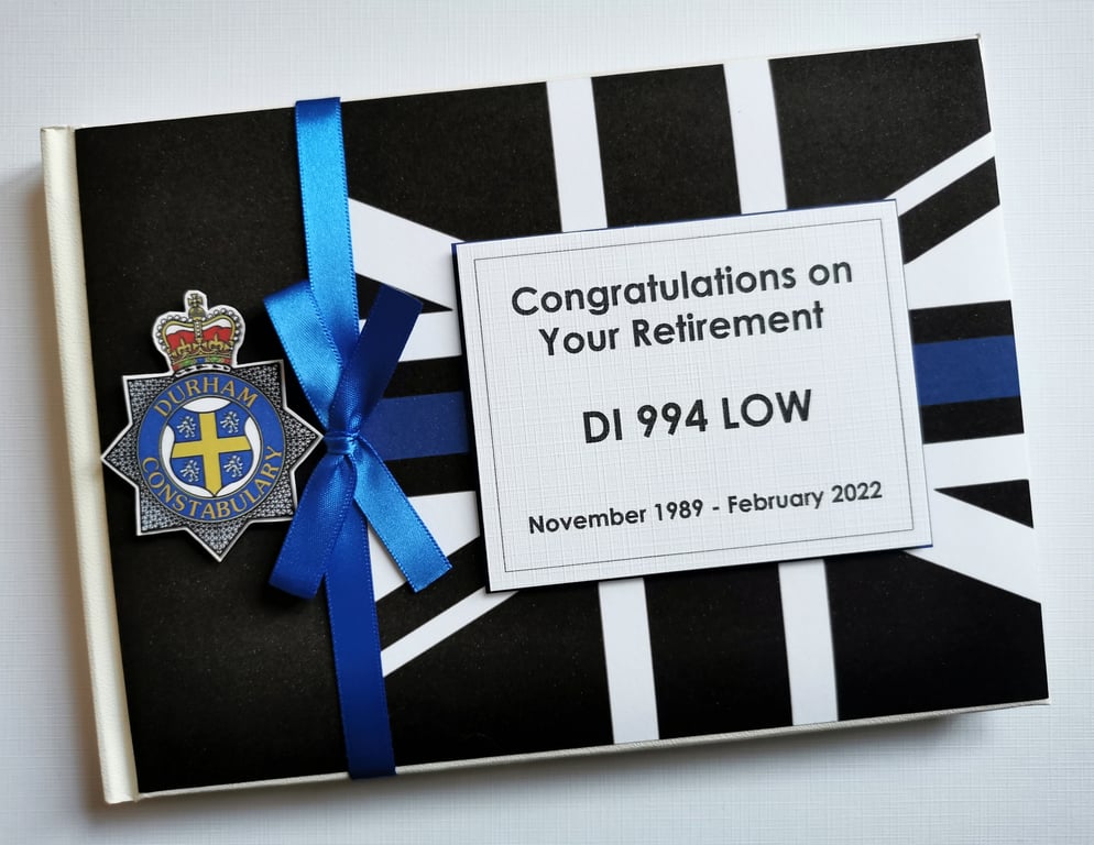 Police retirement guest book, union jack retirement guest book, gift