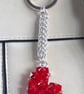 Handbag Charm, Red Crystal Heart, with a Chainmaille Chain and Keyring - Image 6