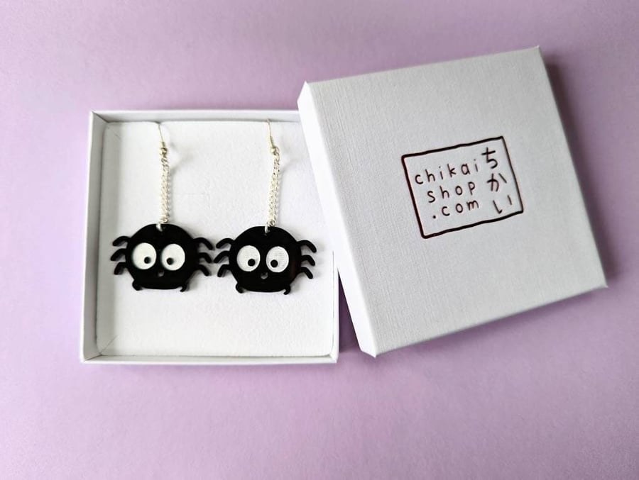 Halloween spider acrylic earrings silver plated hooks kawaii spider earrings