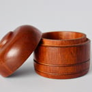 Beautiful, hand-turned mahogany, pull top pot.