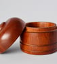 Beautiful, hand-turned mahogany, pull top pot.