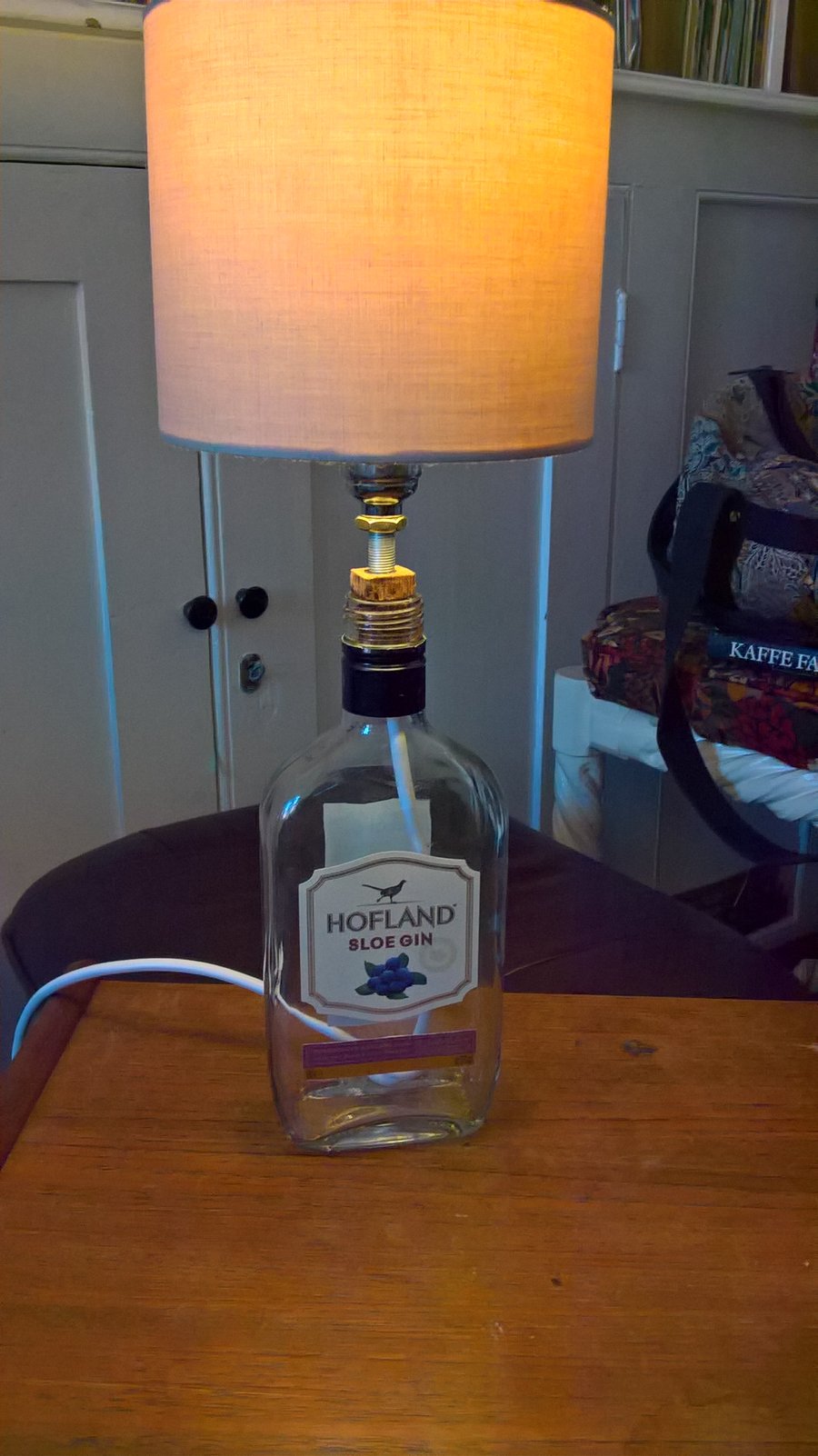 Hoflands Sloe Gin (Half) bottle lamp  (Bulb and Shade NOT included)