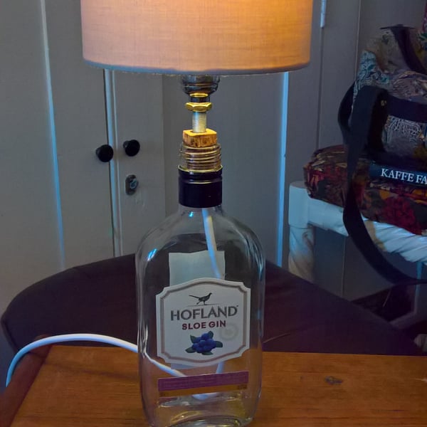 Hoflands Sloe Gin (Half) bottle lamp  (Bulb and Shade NOT included)