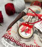Liesel,  A  Tiny Hand Embroidered Christmas Robin Folk Art Doll - Image 6