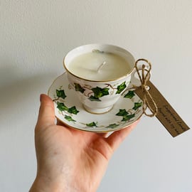 Gingerbread Tea Cup Candle with Saucer