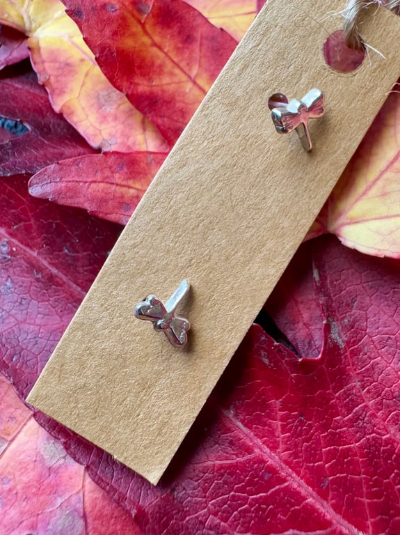 Tiny little dragonfly stud earrings in a jar