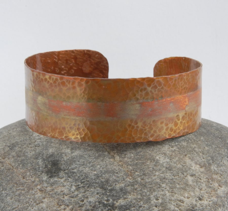 skinny textured copper cuff - heat treated