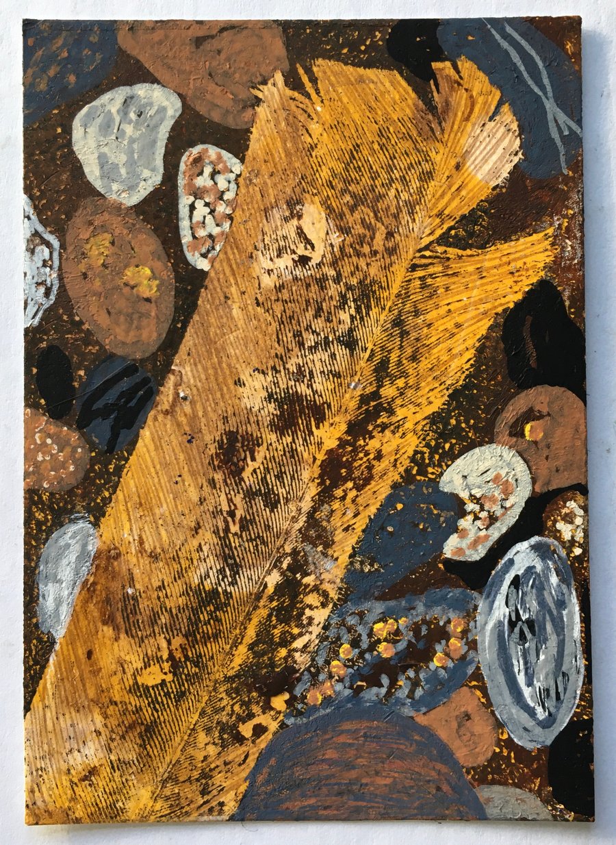 Yellow beach feather aceo 