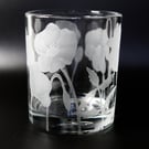 Poppies Sandblasted Tealight Holder