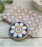 Pink Daisy Fabric Pocket Mirror