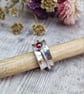 Sterling Silver Hammered Spinner Ring with Garnet. - Size UK N - JBJ9023 - Image 5