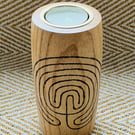 Ash tea-light holder with Celtic maze.