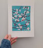 'Blue sky and blossom days' - linoprint - Image 1