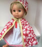 Red patterned cloak with gold trim - Image 2