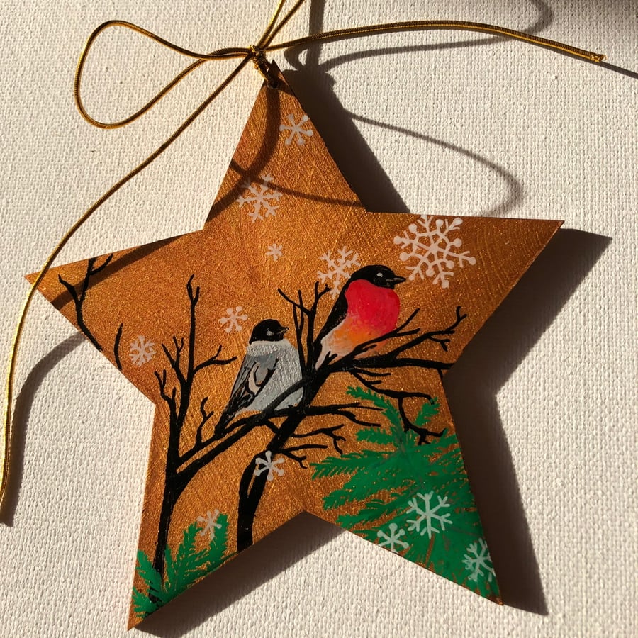Christmas decoration, star, ornament, winter, birds,  125mm