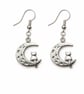 Celestial Cat Moon Earrings – Silver Crescent Dangle Jewellery