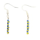 Yellow Blue Miyuki Seed Beads - 925 Sterling Silver Hooks