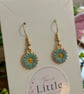 Blue Flower Dangle Earrings, Enamel Floral Charms, Handmade Jewellery - Image 3