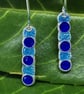 Fine silver and enamel dangle earrings 